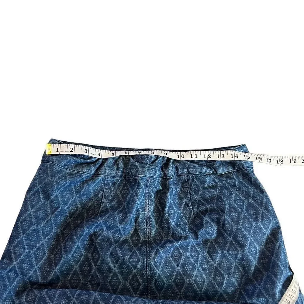 Soft Surroundings Ashbury Printed Denim Button Front Midi skirt size M